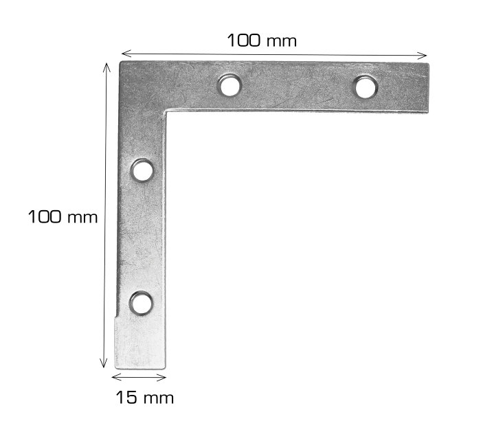 Hjørnebeslag 100 x 100 x 15 mm 2 stk.